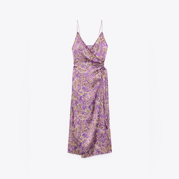 NWT ZARA SATIN EFFECT PRINT DRESS - Picture 3 of 16